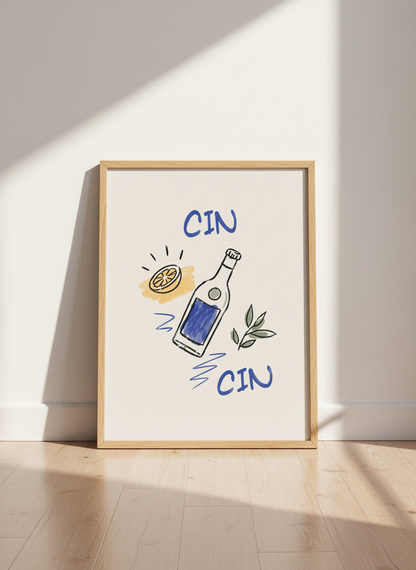 Gin Cocktail Wall Art | Kitchen Decor, Cocktail Bar Print | Trendy Drink Poster
