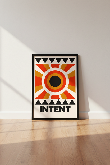 Abstract Geometric Wall Art Print | Mid Century Modern Decor | Minimalist Intent Poster | Retro Sunburst Home Office Art