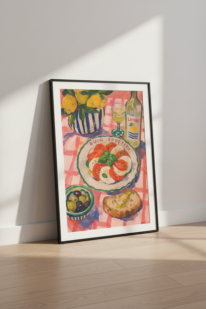 Caprese Wall Art Print | Painterly Kitchen Decor | Colorful Poster