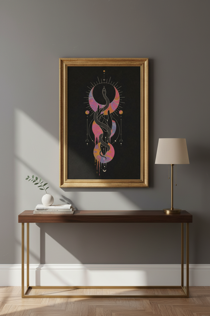 mystic snake poster | celestial noir, bedroom decor