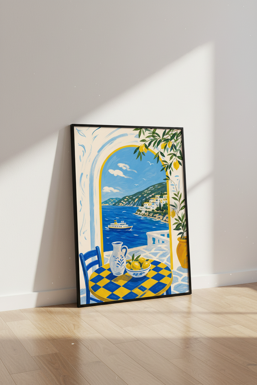 Mediterranean poster | Coastal lemon art, Kitchen &amp; Living Decor