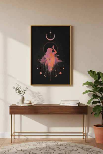 celestial wall art | Mystic Pink Gold, Bedroom Decor