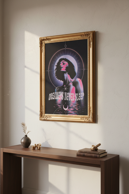 synthwave poster print | Neon Portrait, Bedroom Decor, Retro Aesthetic