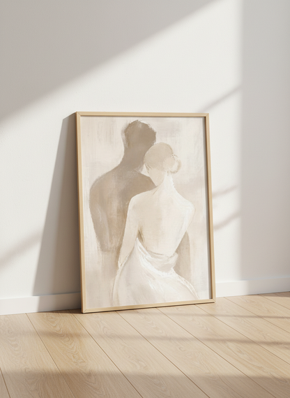 Abstract Couple Wall Art Print | Modern Bedroom Decor | Neutral Aesthetic Love Poster | Framed Unframed Digital Download