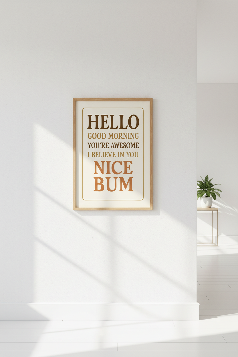 Humorous Quote Framed Wall Art | Bedroom Bathroom Decor | Funny Affirmation Poster | &