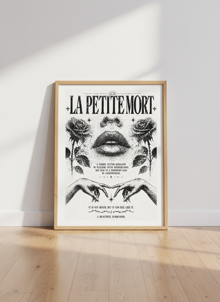 La Petite Mort Art Print | Romantic Skull Rose Decor | Dark Academia Poster