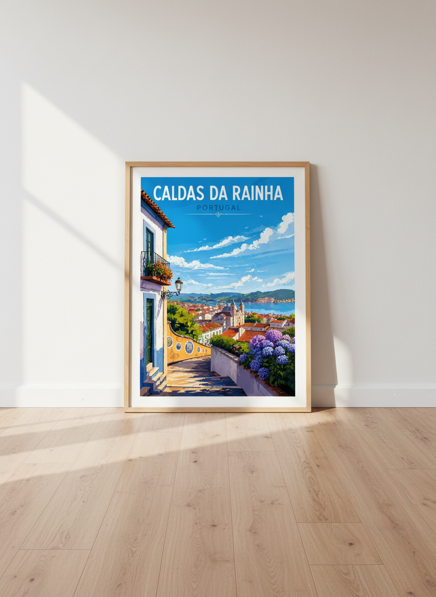 Caldas da Rainha Portugal Travel Poster | Vintage Sunny European Landscape Print