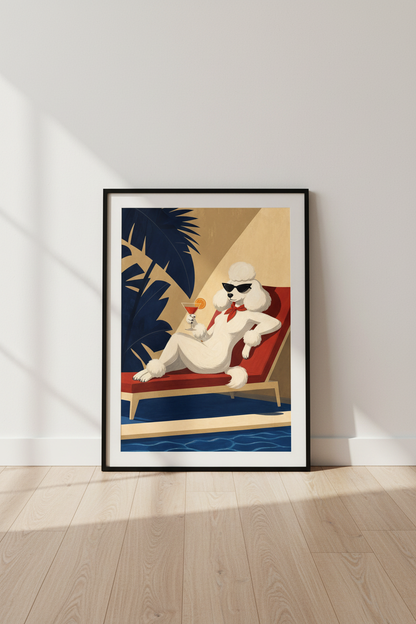 Poodle Wall Art | Retro Poolside Glam, Living Room Decor