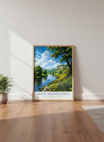 North Wessex Downs Travel Poster | English Landscape Wall Art Print, Nature Decor