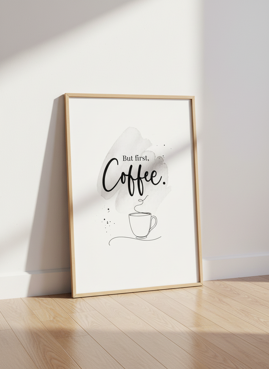But First, Coffee Wall Art | Kitchen Decor, Cafe Print, Minimalist Coffee Lover Gift