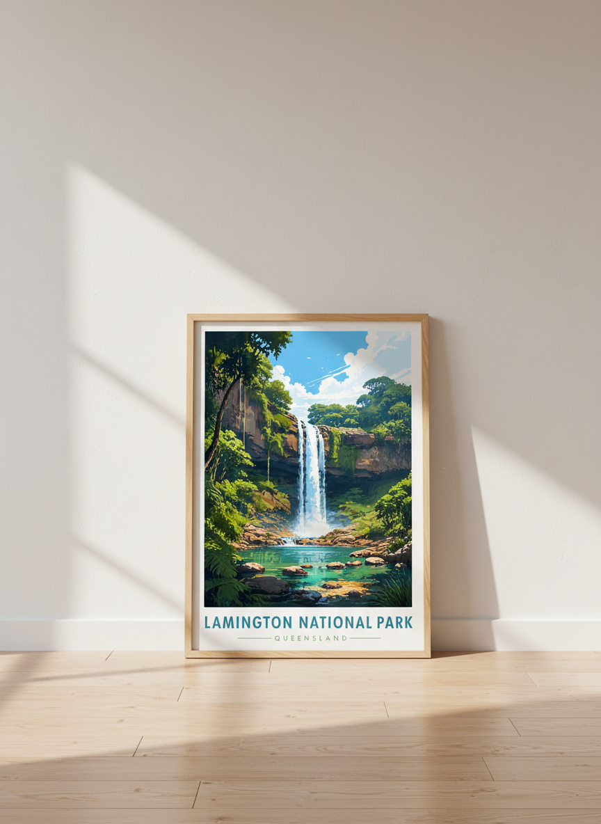 Lamington National Park Wall Art | Queensland Nature Travel Poster, Rainforest Decor