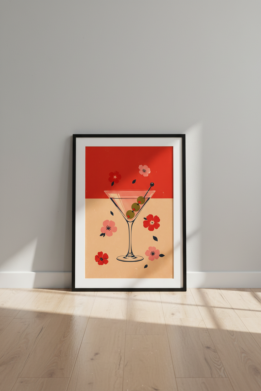 cocktail poster | Retro Martini Art, Bar Decor