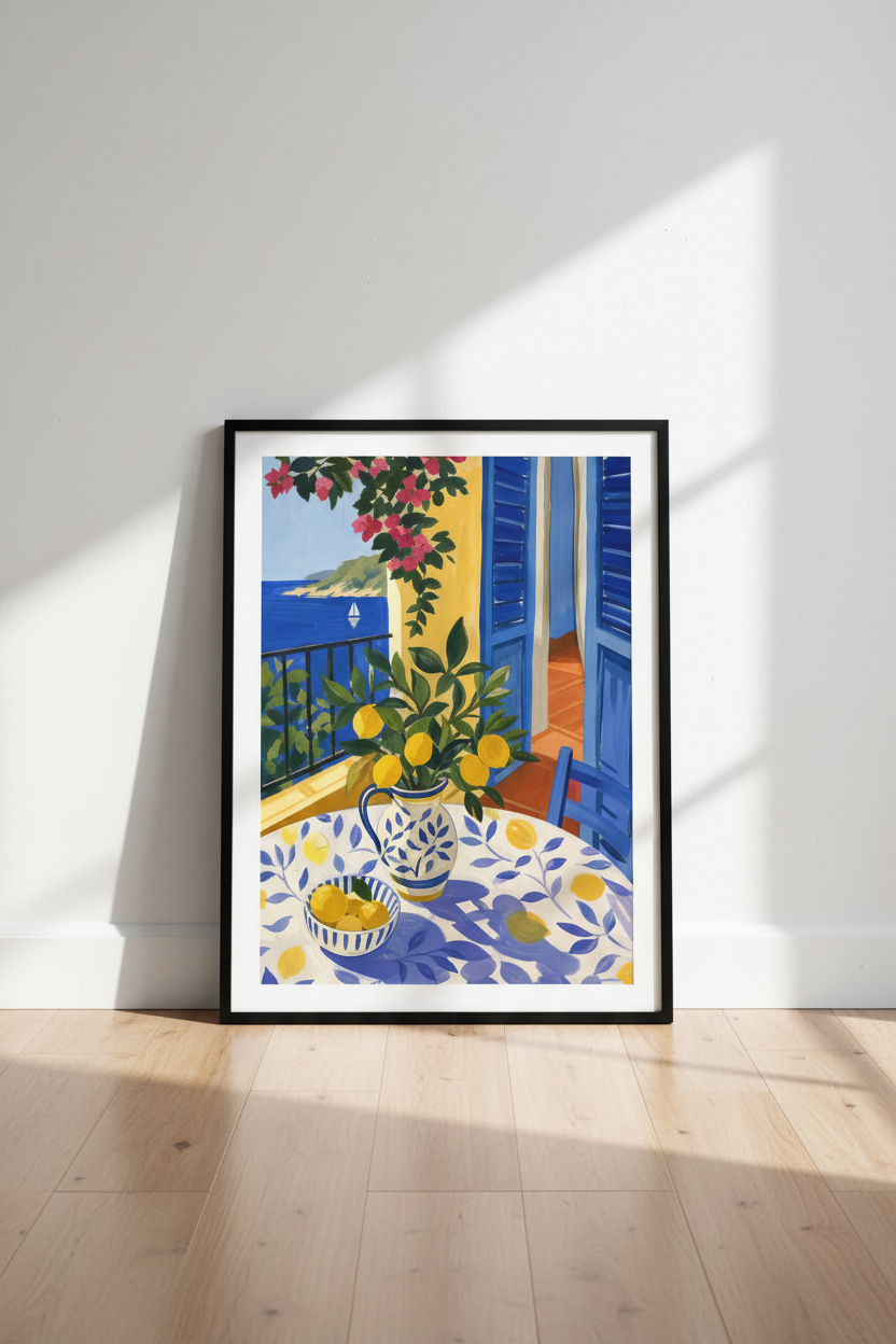 Mediterranean poster | Lemon Still Life, Kitchen Decor