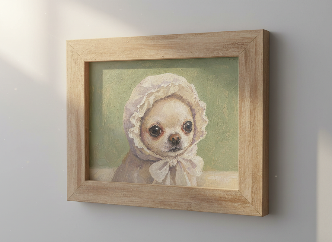 Chihuahua Puppy Portrait Wall Art | Nursery Decor | Vintage Cottagecore Dog Poster Print | Pet Lover Gift | Digital Download