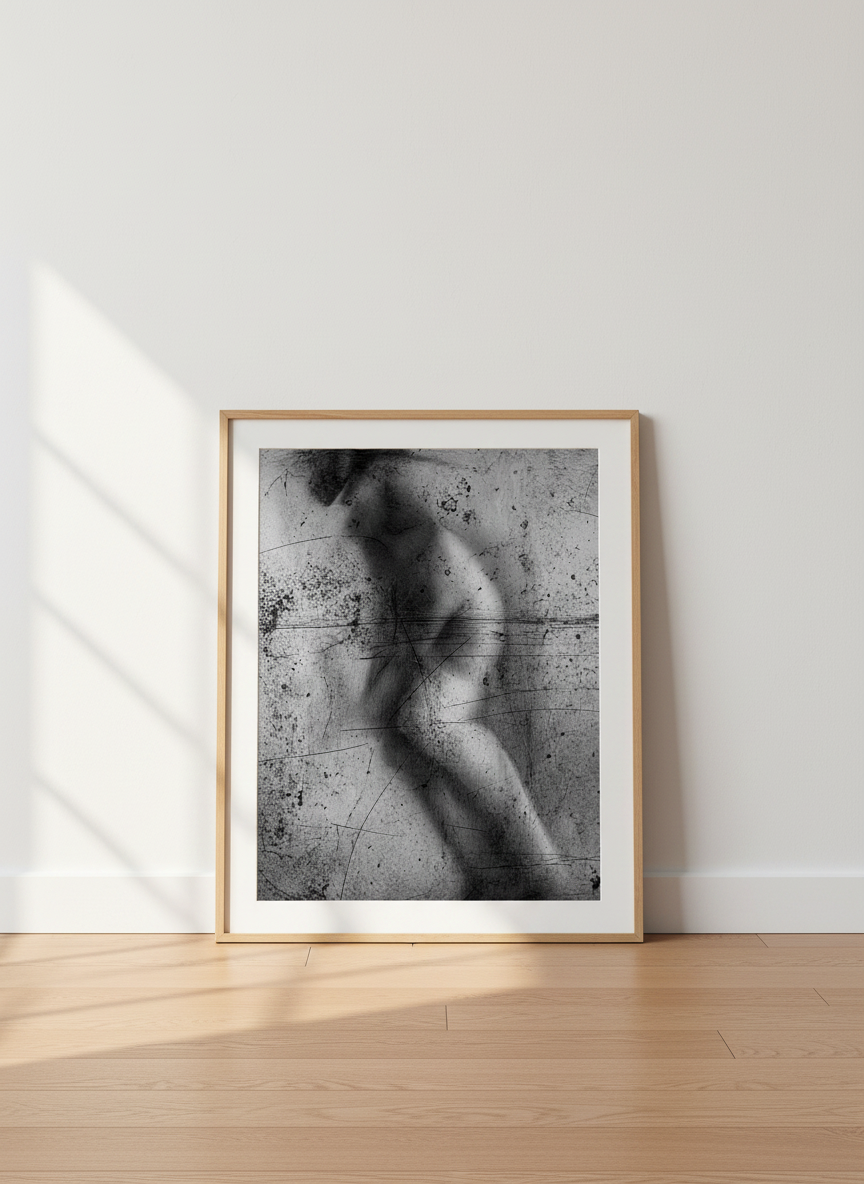 Abstract Nude Figure Wall Art Print | Bedroom Decor | Grunge Aesthetic Poster | Black and White Art | Sensual Body Art