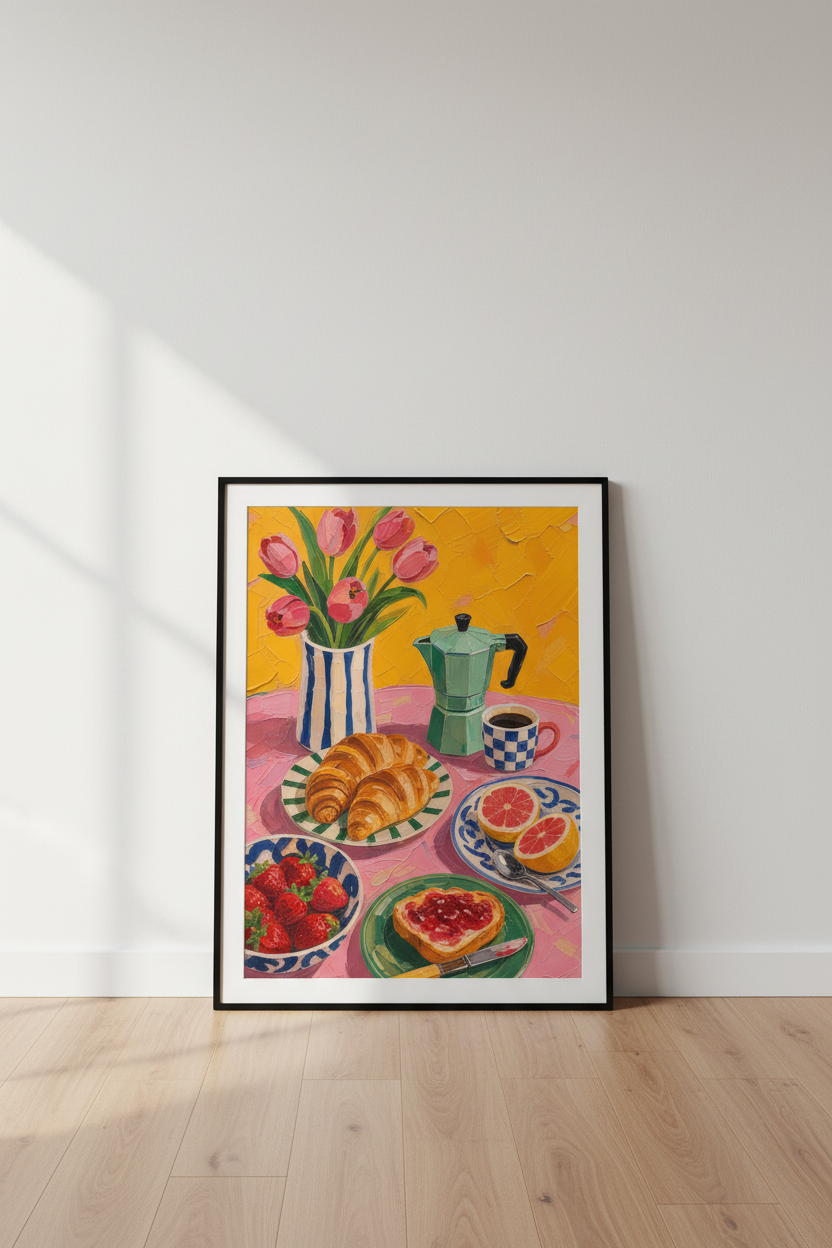 Still Life Print | Colorful Impasto Kitchen Decor, Modern Poster