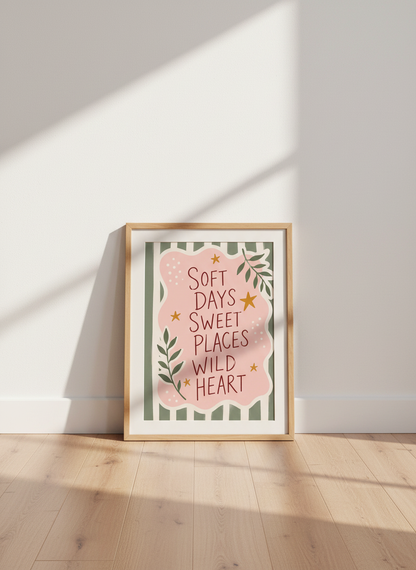 Boho Quote Wall Art | "Soft Days" Print | Bedroom Decor | Trendy Aesthetic Poster