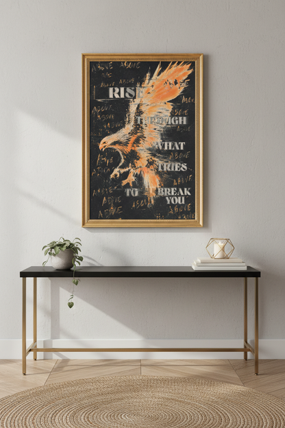 eagle poster print | distressed orange black, office decor