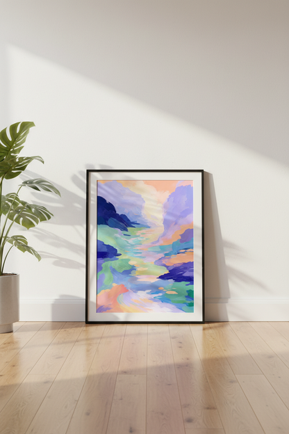 pastel landscape art | Abstract Hues, Bedroom Decor