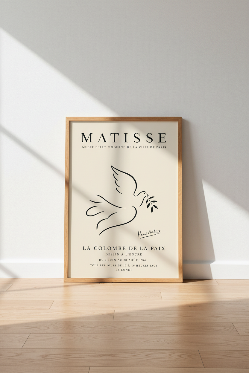 Henri Matisse Dove of Peace Poster | Minimalist Line Art, Neutral Modern Decor