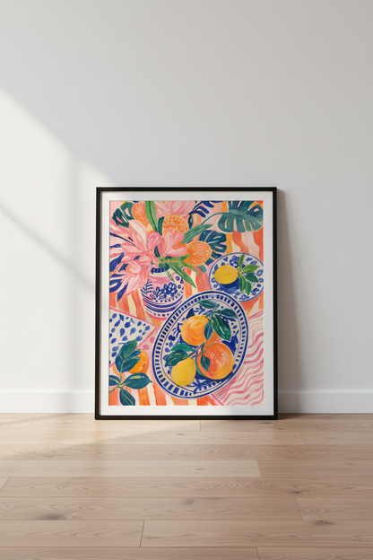 citrus wall art | colorful botanical print, kitchen decor