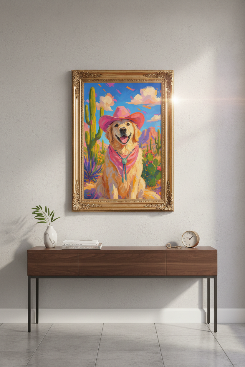 golden retriever art | Colorful Southwestern, Nursery Livingroom