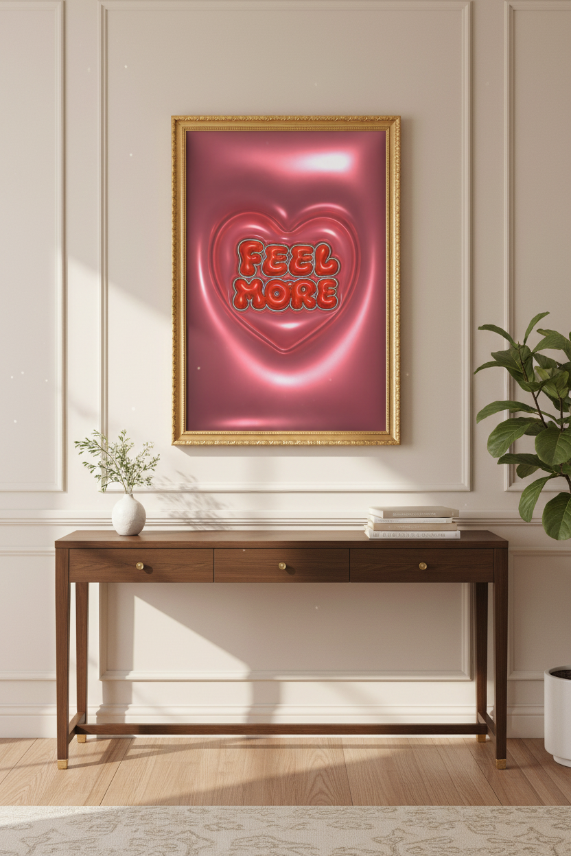 retro heart poster | glossy red, bedroom decor
