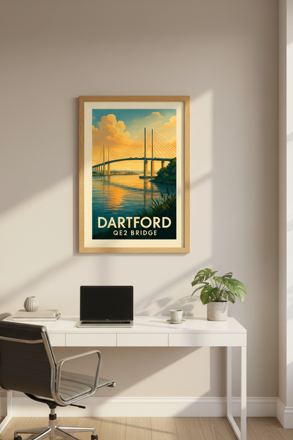 Dartford Q2 Bridge Art Poster – Framed, Unframed &amp; Digital Print | Kent Wall Art