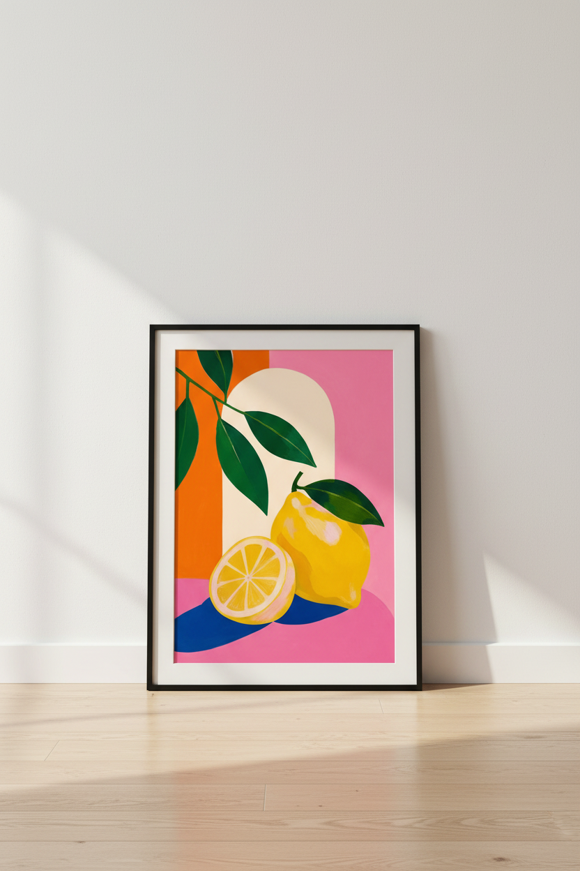 modern lemon print | bold citrus illustration, kitchen dining decor