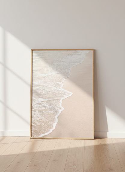 Minimalist Beach Wall Art Print | Coastal Bathroom Decor | Aesthetic Ocean Wave Poster | Neutral Beach House Decor Art