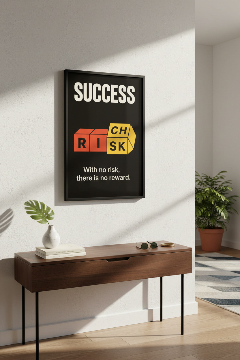 Motivational Risk Success Wall Art Print | Office Home Decor | Bold Modern Inspirational Poster | Entrepreneur Gift