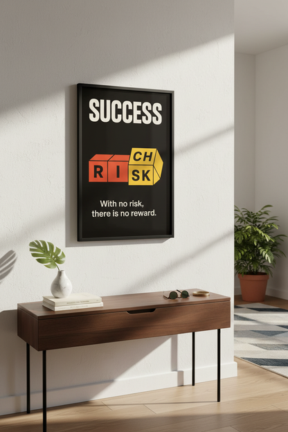 Motivational Risk Success Wall Art Print | Office Home Decor | Bold Modern Inspirational Poster | Entrepreneur Gift