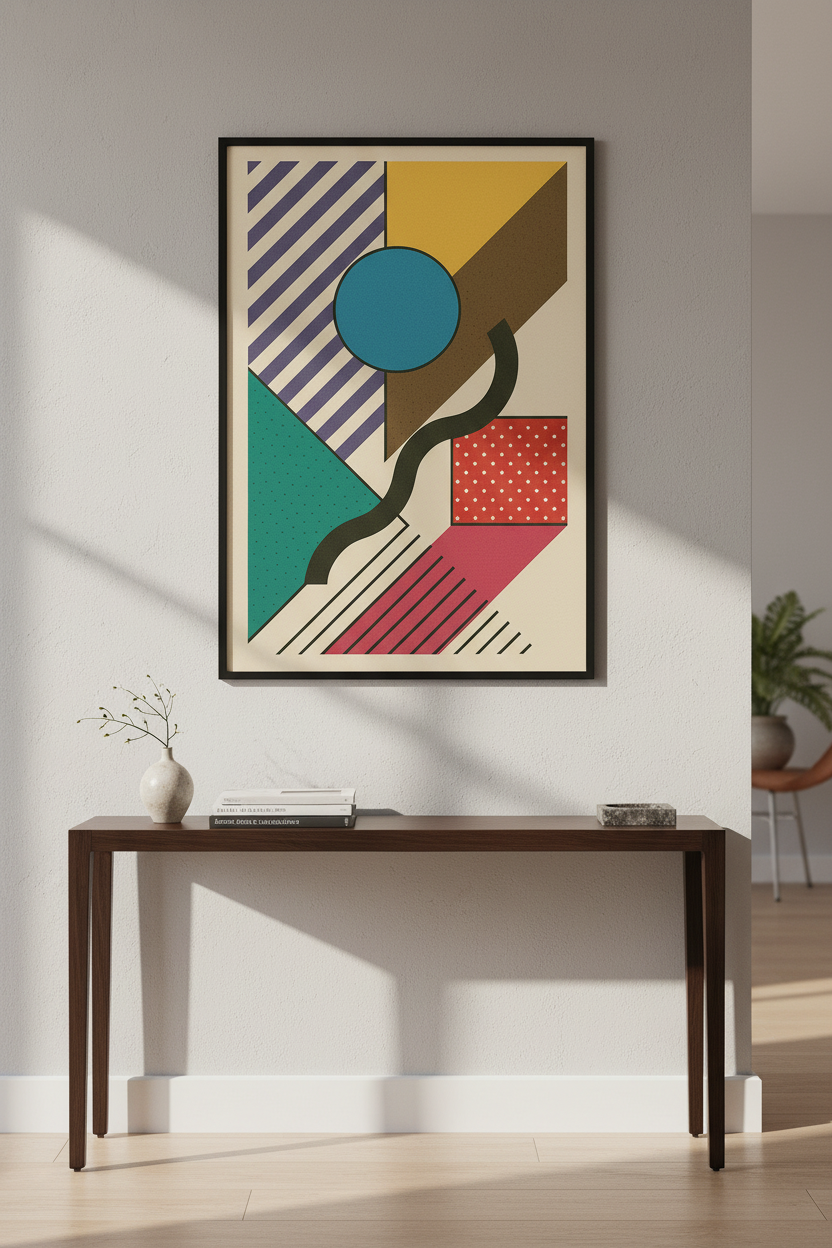 Abstract Geometric Wall Art Print | Mid Century Modern Decor | Retro Aesthetic Poster | Unframed, Framed, Digital Download
