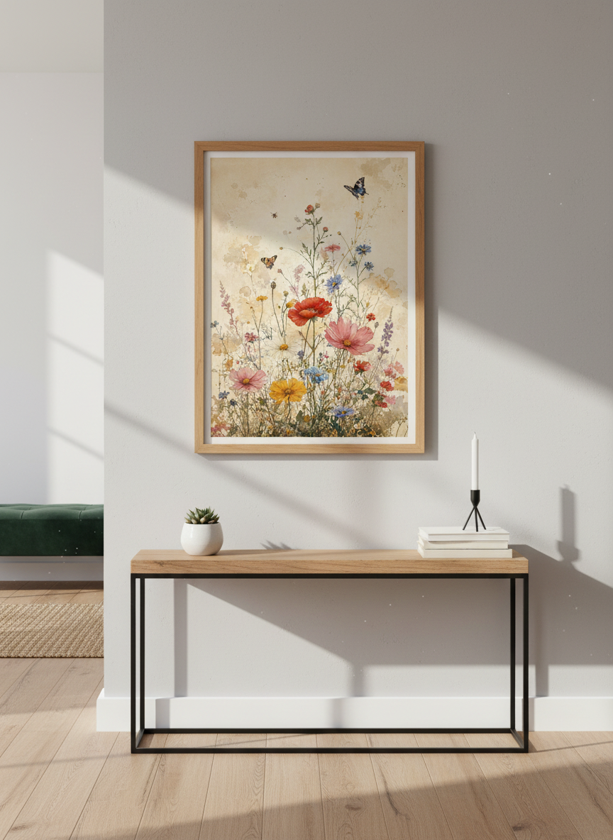Vintage Wildflower Meadow Wall Art | Floral Botanical Poster, Cottagecore Room Decor