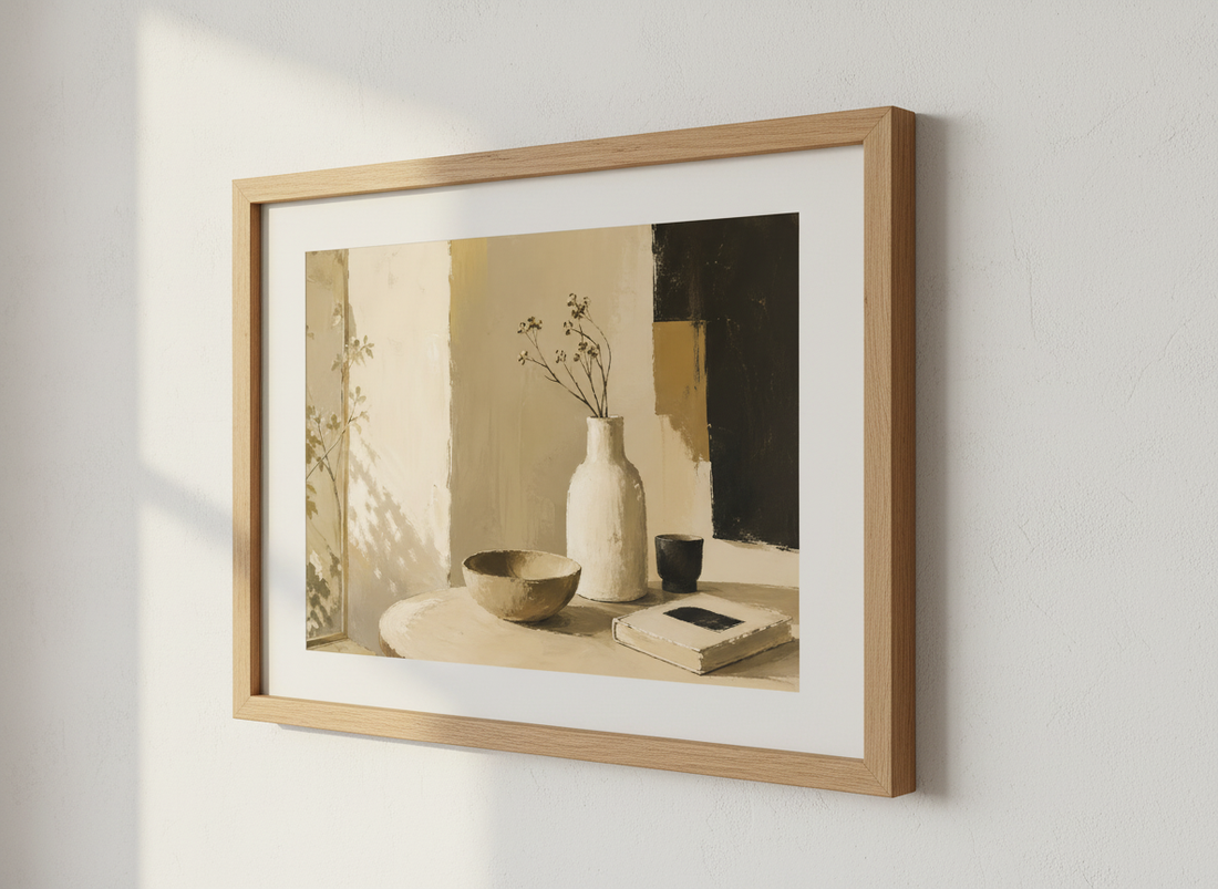 Minimalist Still Life Wall Art Print | Boho Living Room Decor | Neutral Aesthetic Poster | Earth Tone Abstract Painting