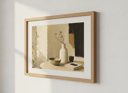 Minimalist Still Life Wall Art Print | Boho Living Room Decor | Neutral Aesthetic Poster | Earth Tone Abstract Painting