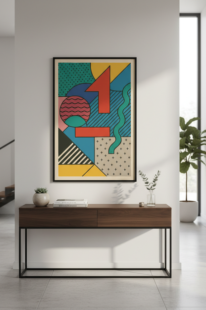 Abstract Geometric Wall Art Print | Mid Century Modern Nursery Decor | Memphis Style Living Room Poster | Colorful Retro Gift