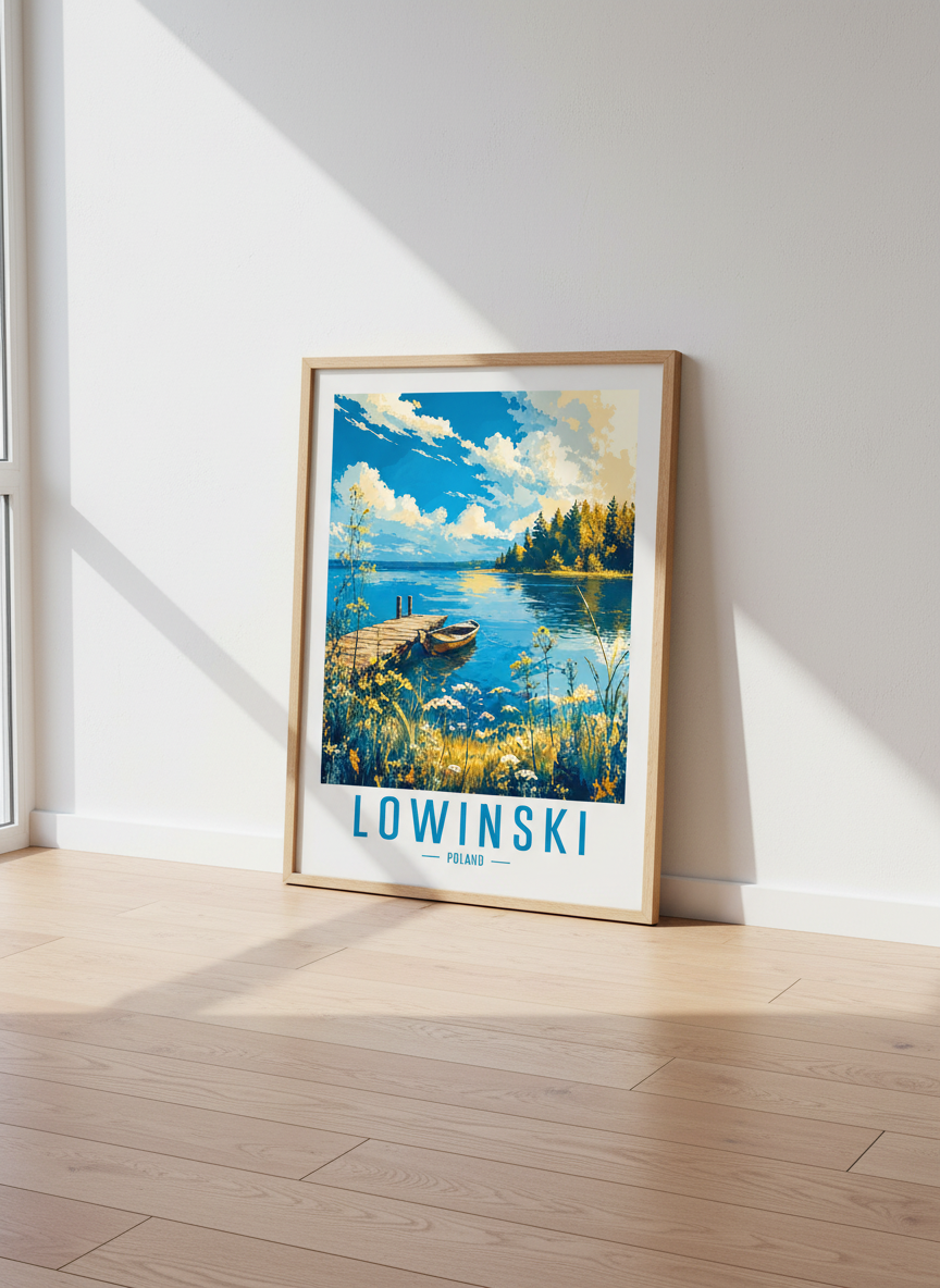 Lowinski Poland Lake | Landscape Nature Art, Summer Travel Poster Decor