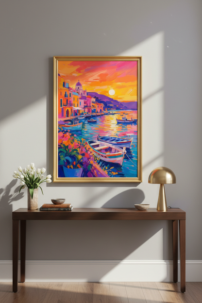 Colorful Coastal Art | Impressionist Sunset, Living Room