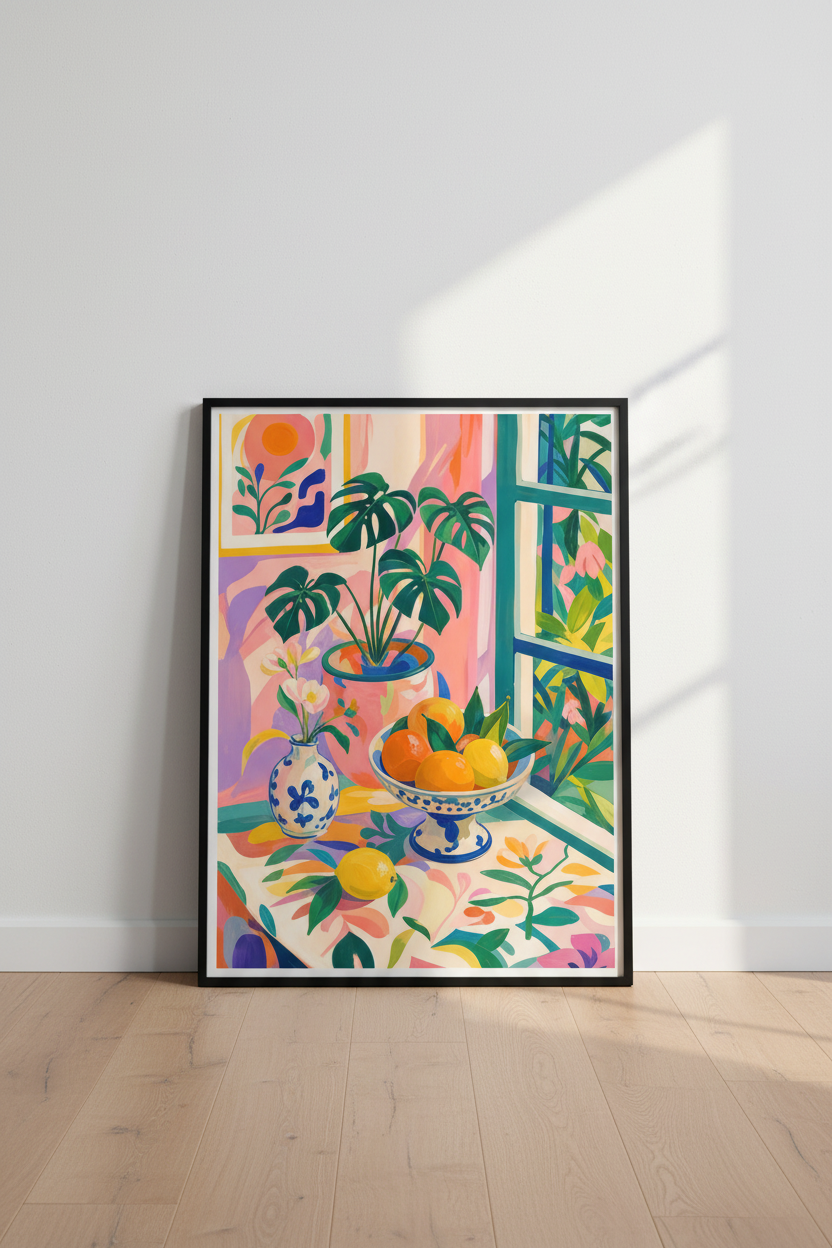 Botanical Poster | Colorful Tropical Still Life, Kitchen Decor
