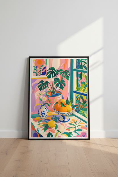 Botanical Poster | Colorful Tropical Still Life, Kitchen Decor