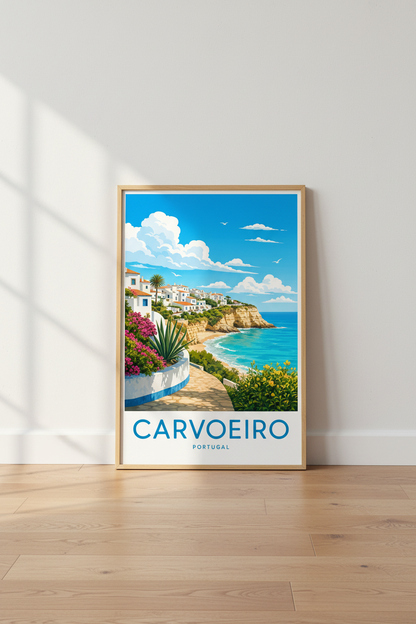 Carvoeiro Portugal Wall Art | Coastal Algarve Travel Poster | Mediterranean Home Decor
