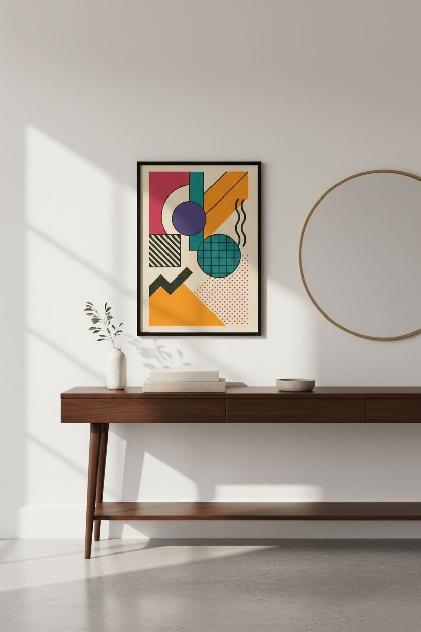 Abstract Geometric Wall Art Print | Modern Home Decor | Memphis Style Poster | Eclectic Living Room Art | Colorful Minimalist Print