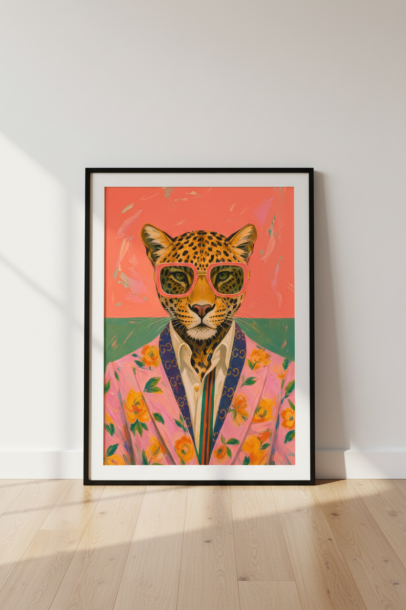 leopard wall art | Colorful Animal Print, Living Room Decor