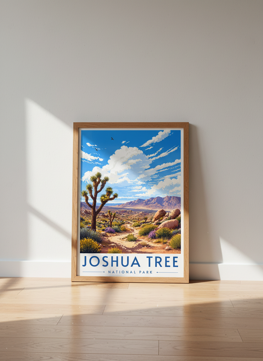 Joshua Tree National Park Wall Art | Desert Landscape Print | Vintage Nature Poster
