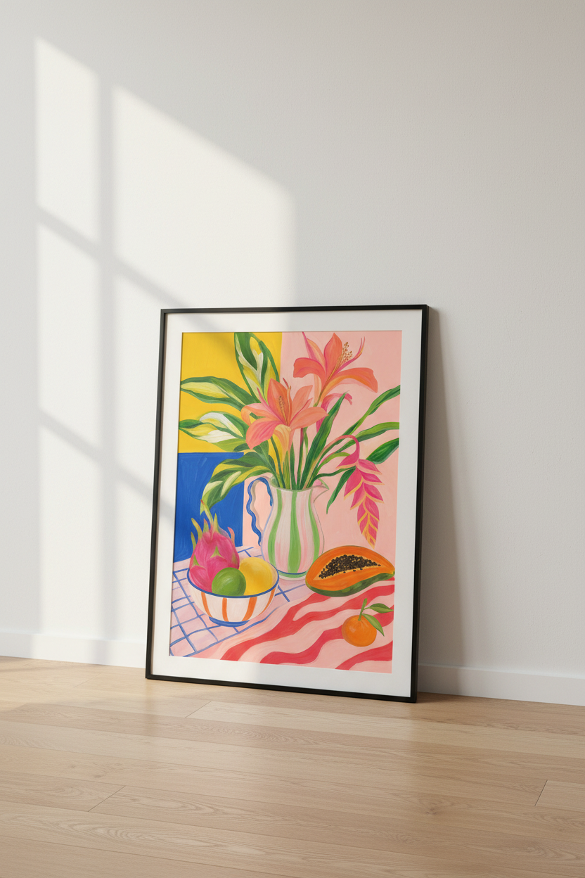 tropical still life | colorful botanical, kitchen decor