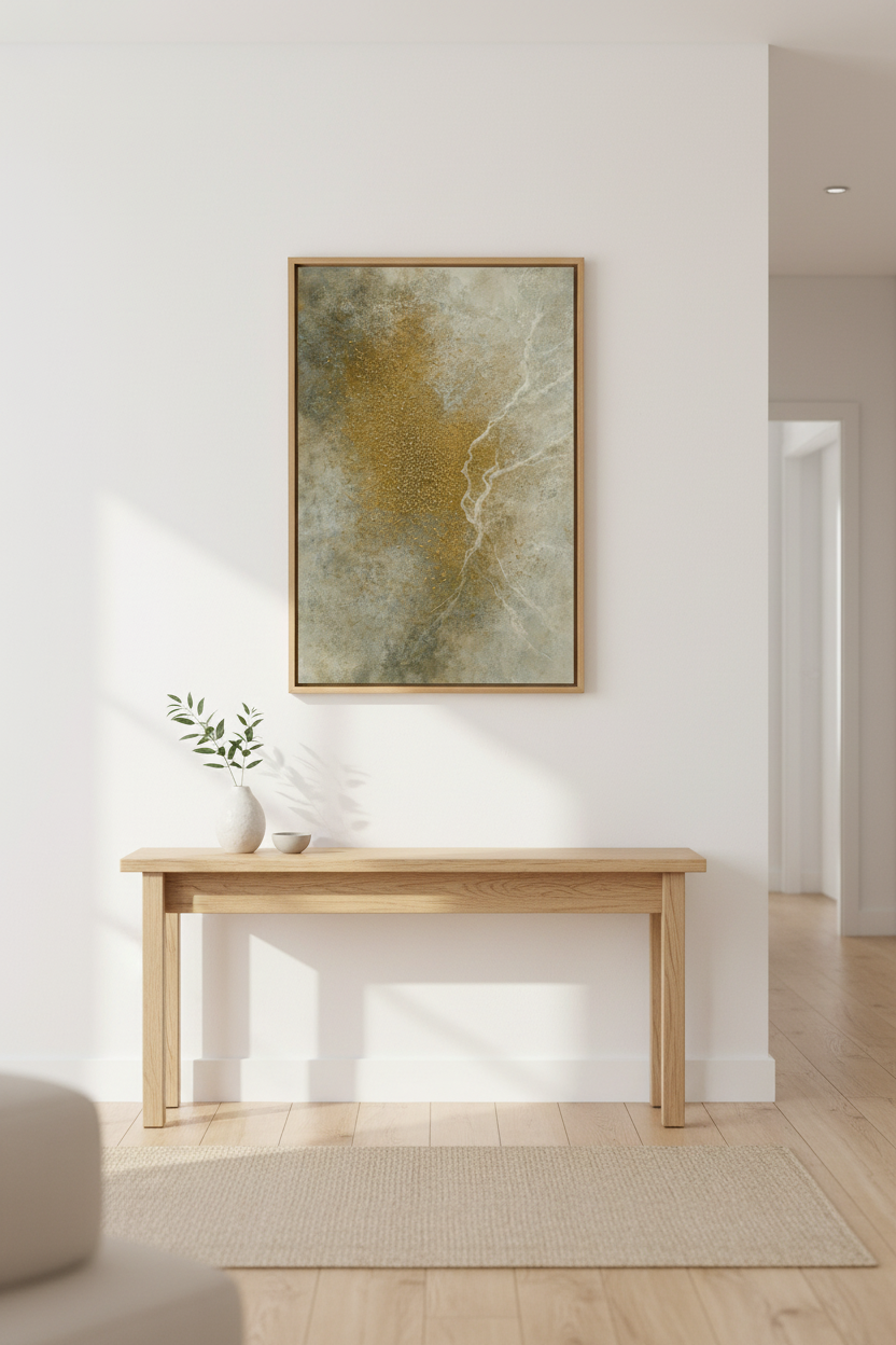 Abstract Gold Glimmer Wall Art Print | Modern Living Room Decor | Earthy Textured Framed Poster