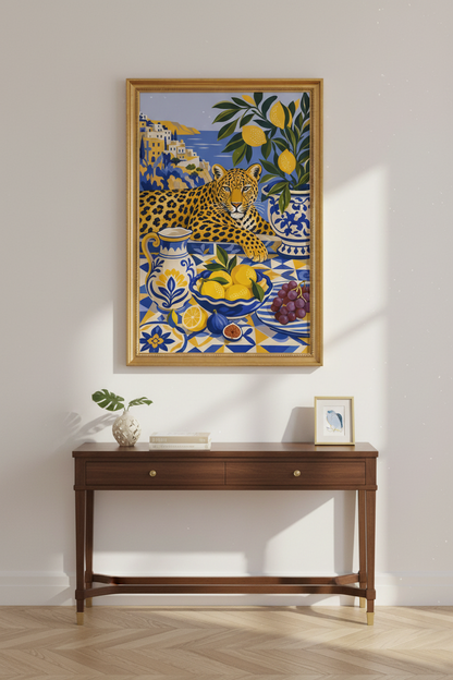 Mediterranean poster | Leopard &amp; Lemon Still Life Kitchen Decor