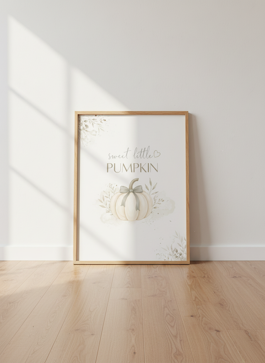 Sweet Little Pumpkin Print | Baby Shower Decor | Neutral Nursery Art | Autumn Gift