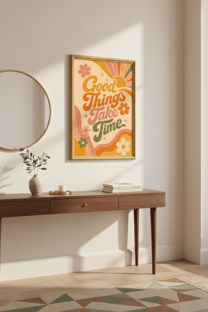 retro poster print | 70s typography, living room decor